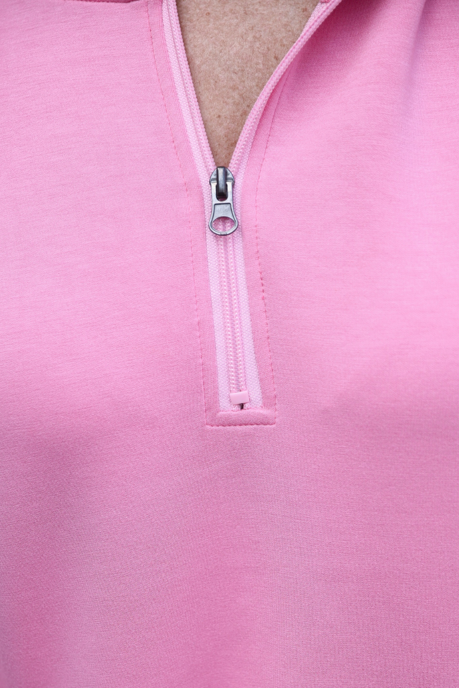 PREORDER- Kayla Luxe Hooded Quarter Zip Pullover- Light Pink