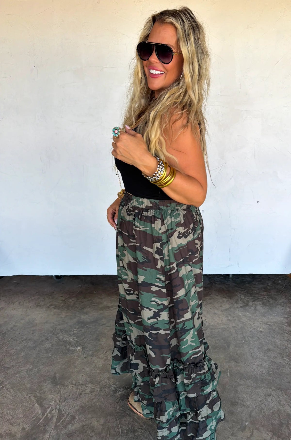 PREORDER- HIDDEN GEM CAMO MAXI SKIRT by BLAKELEY