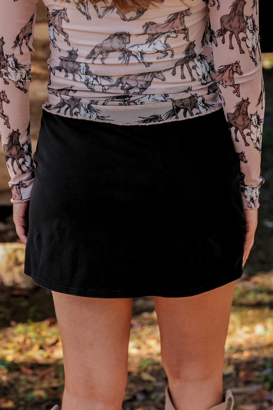 Refined Denim Stretch Skort- Black Wash