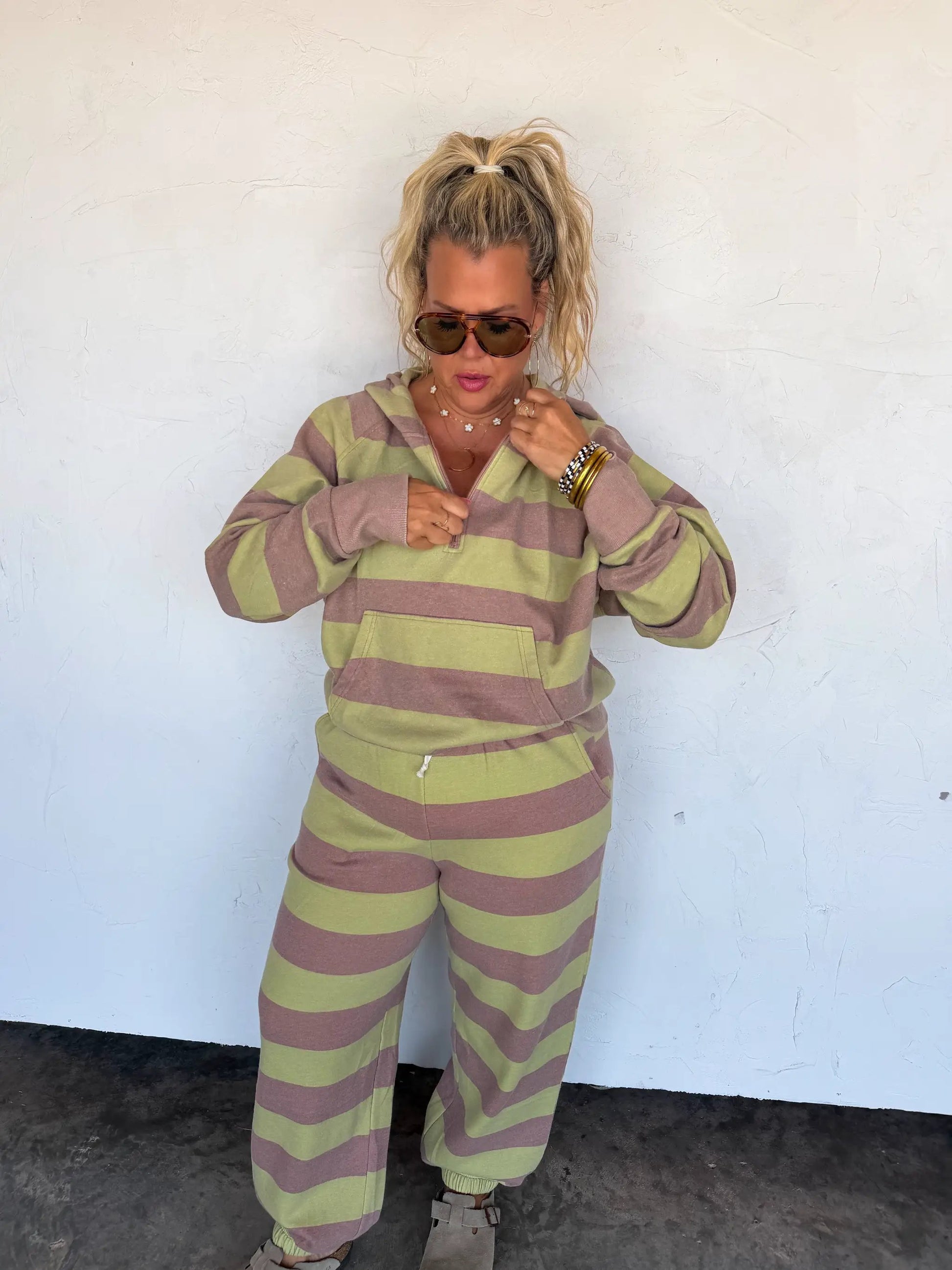 PREORDER- LILA STRIPE JOGGERS by BLAKELEY