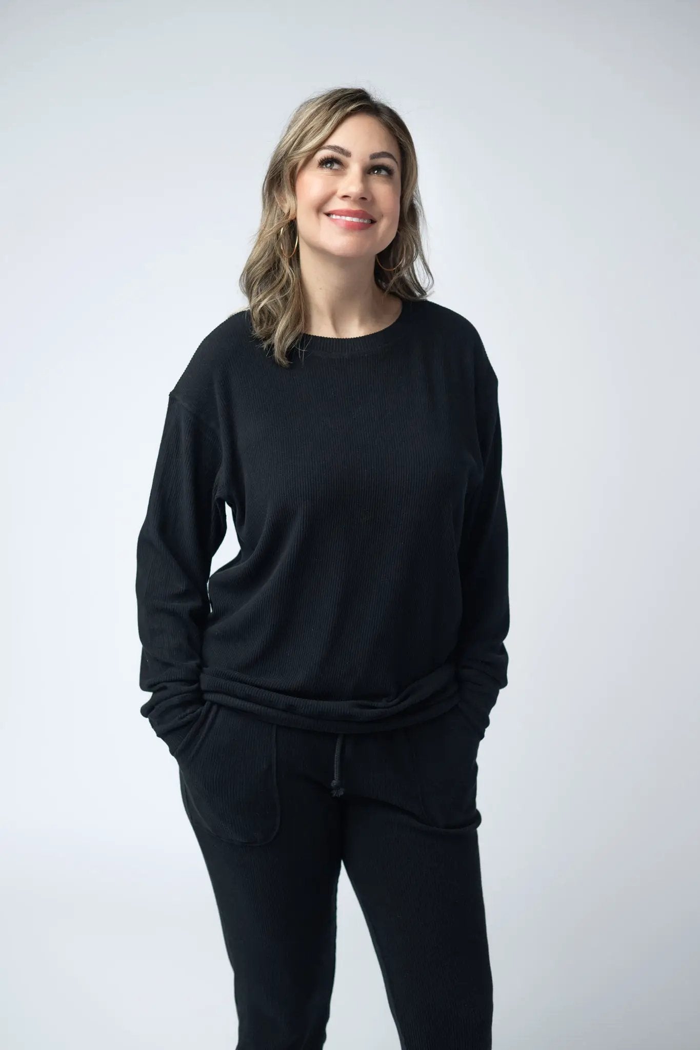 IN STOCK Corrine Ribbed Pullover Top - Black by Michelle Mae