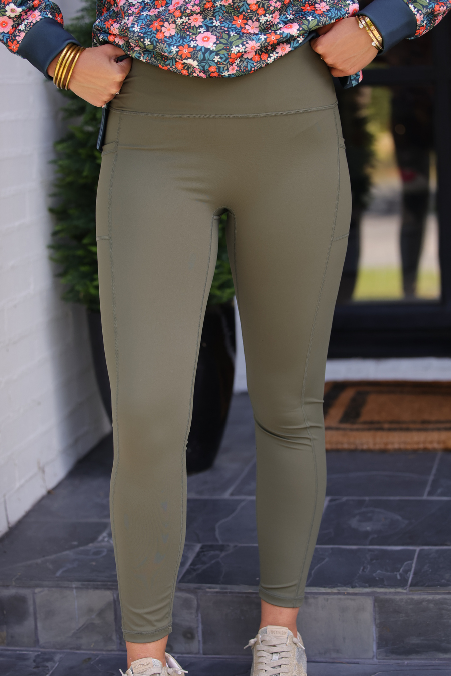 PREORDER- High Waisted Pocket Compression Leggings- Olive by Jess Lea