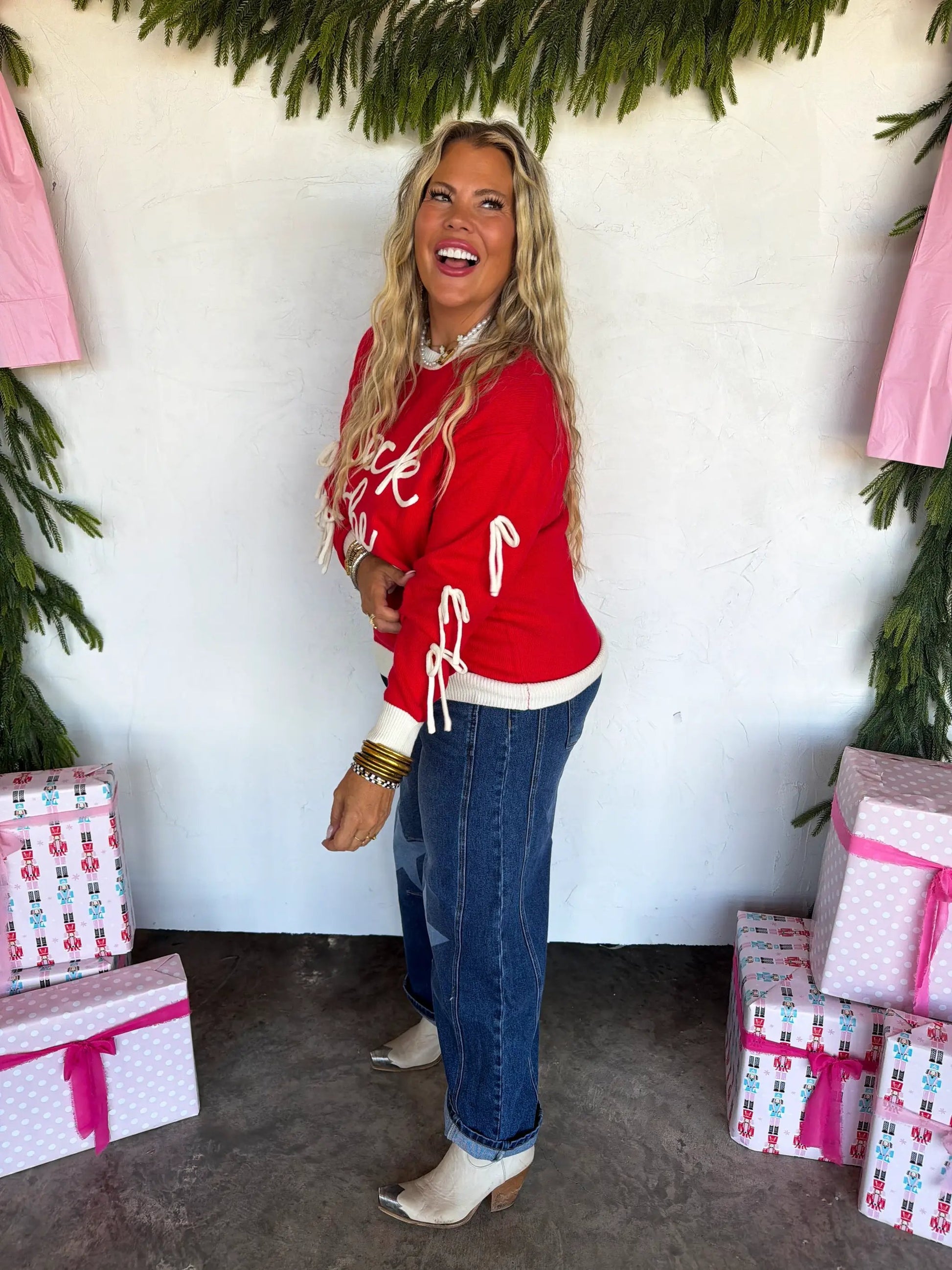 PREORDER- DECK THE HALLS BOW SWEATER by BLAKELEY
