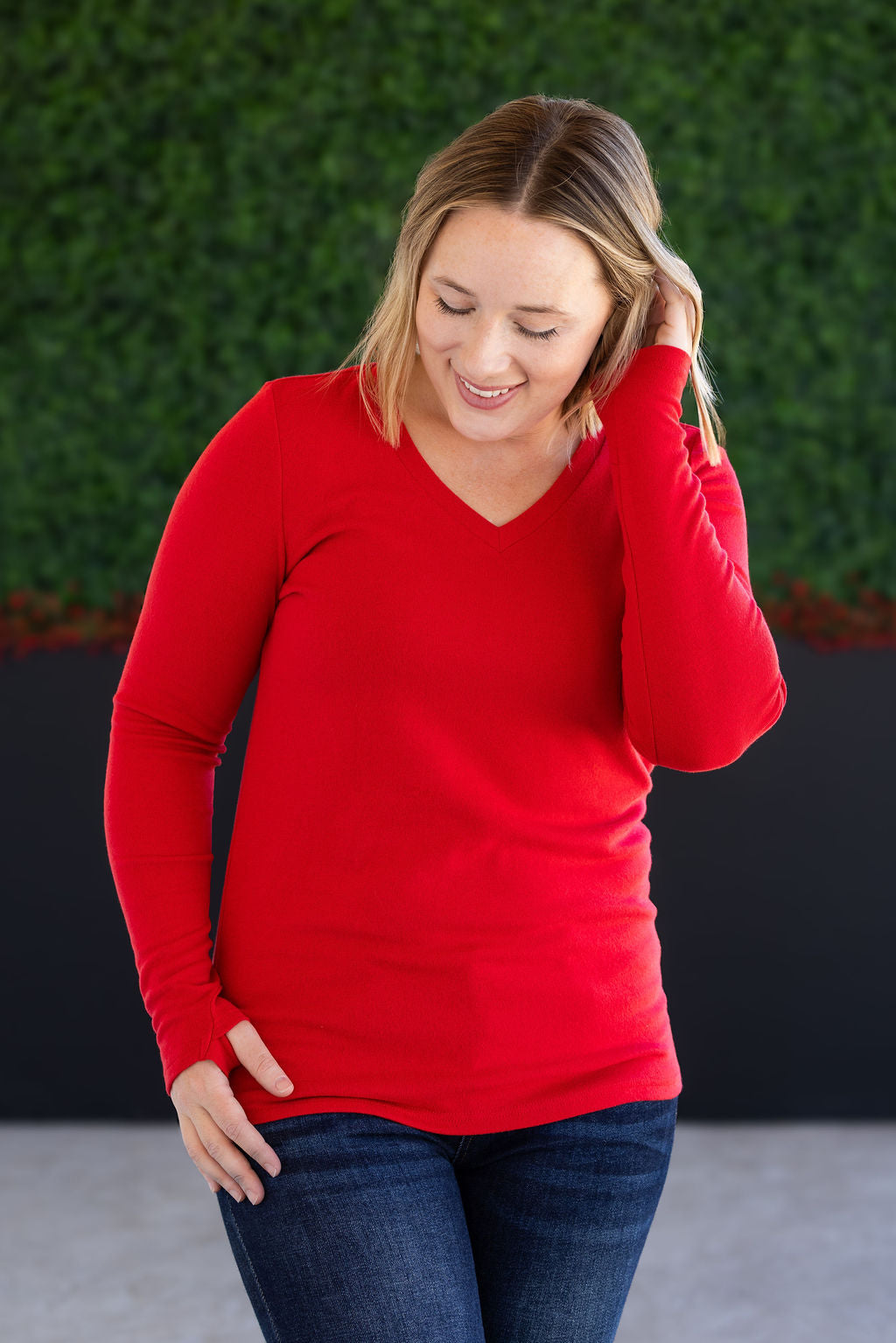 IN STOCK Leah Long Sleeve Top - Red