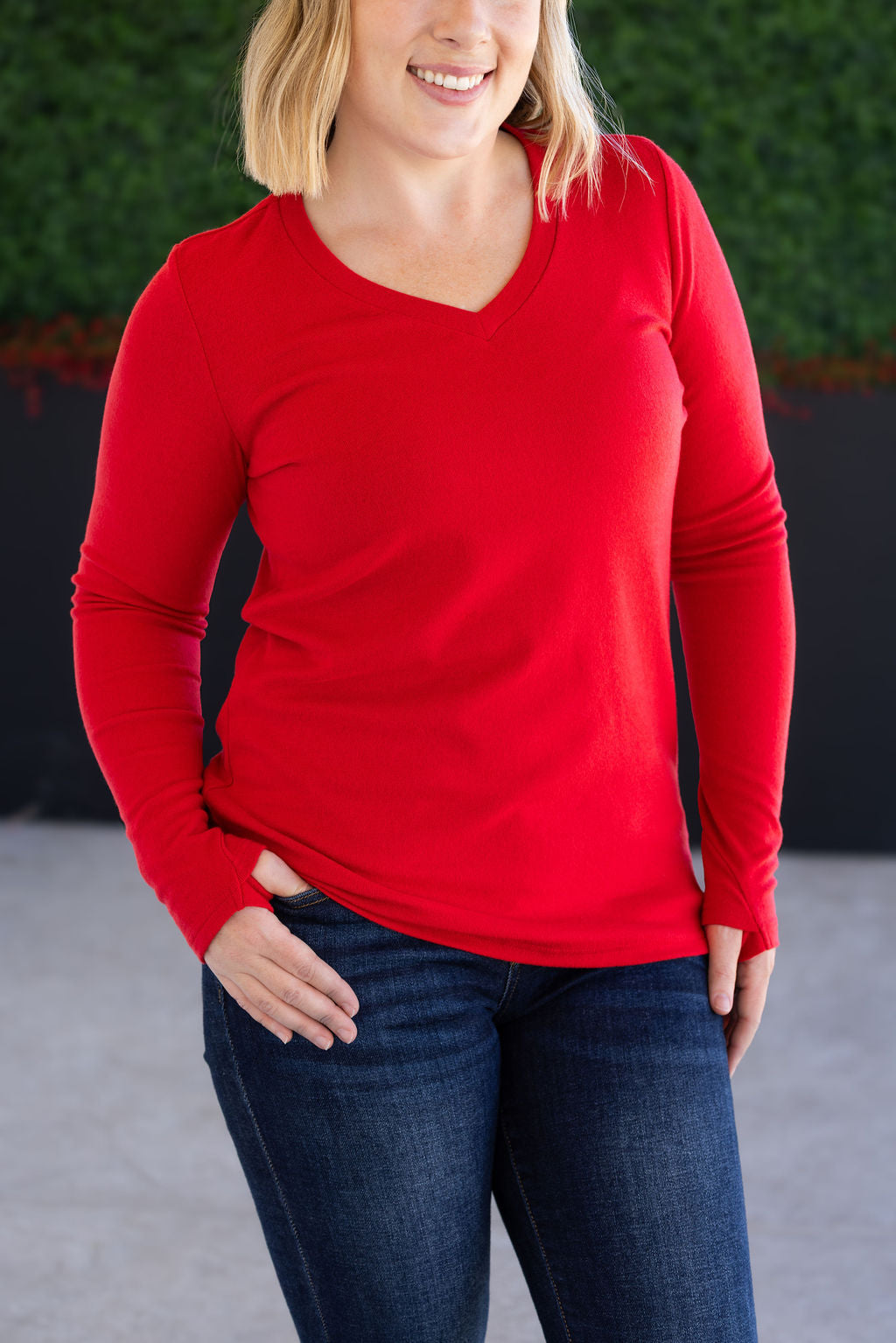 IN STOCK Leah Long Sleeve Top - Red