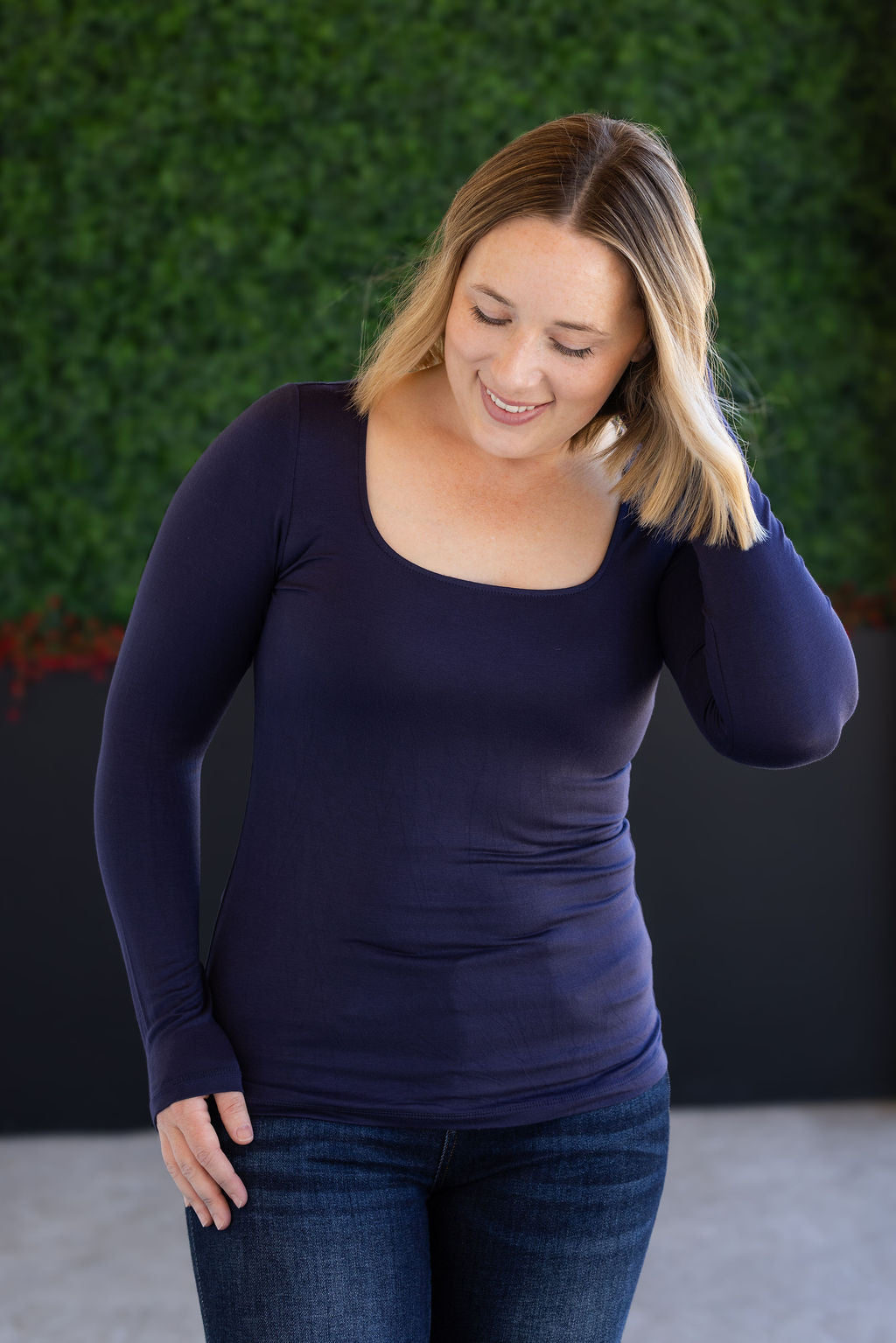 IN STOCK Alyssa Long Sleeve Top - Navy FINAL SALE