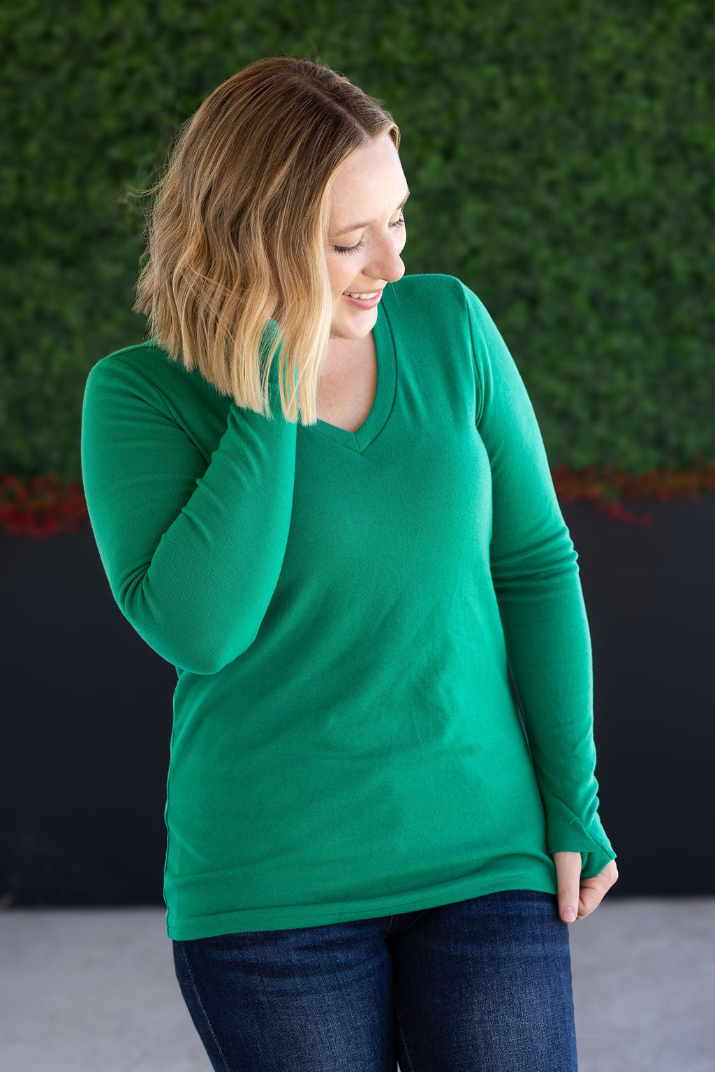 IN STOCK Leah Long Sleeve Top - Green FINAL SALE