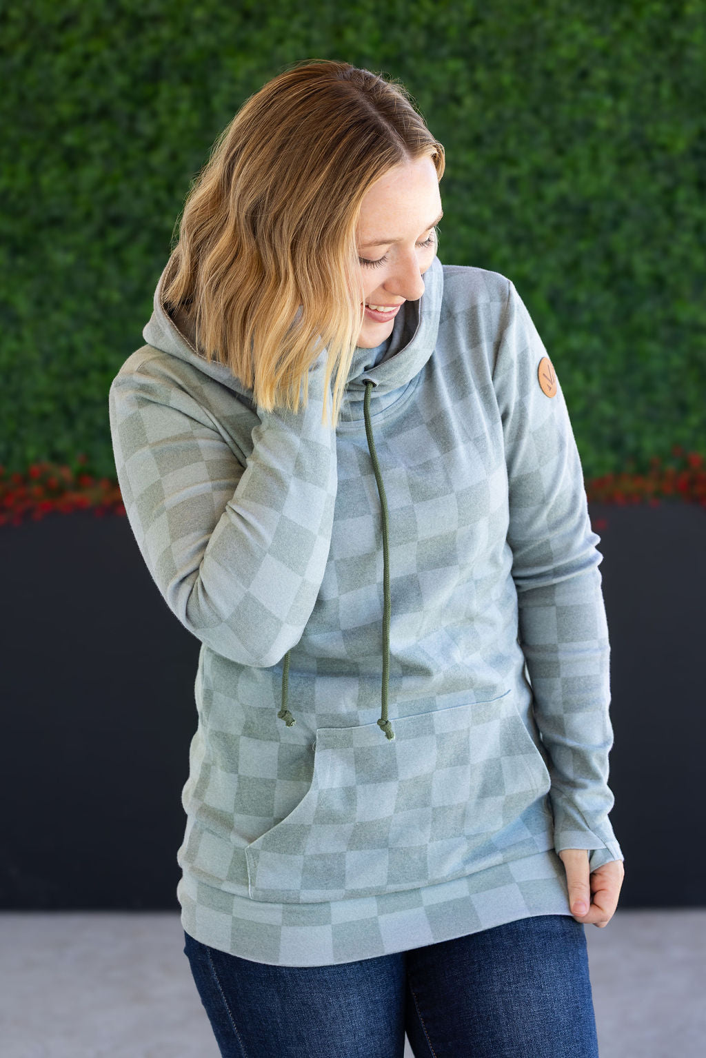 IN STOCK Ashley Hoodie - Olive Checkers FINAL SALE