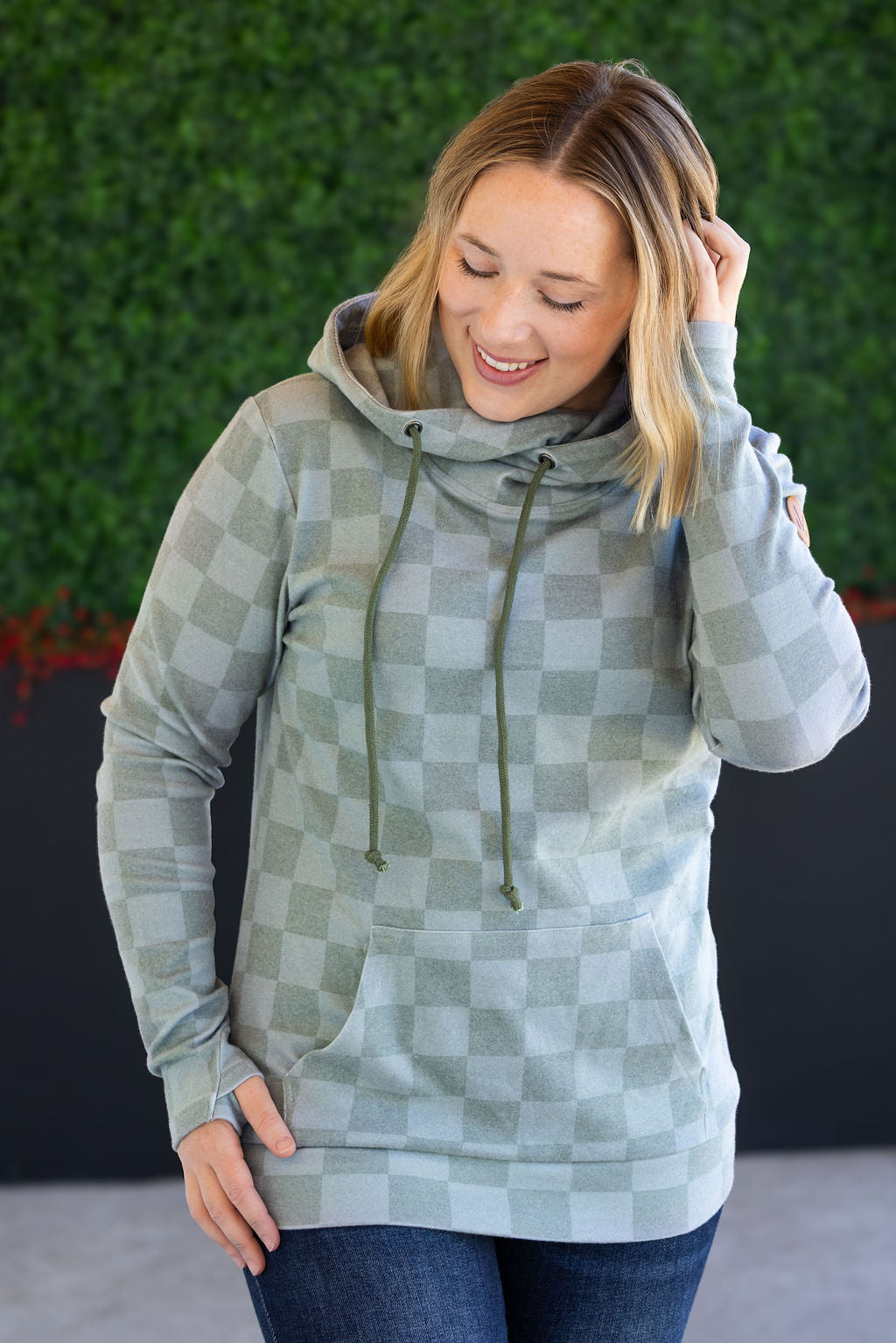 IN STOCK Ashley Hoodie - Olive Checkers FINAL SALE