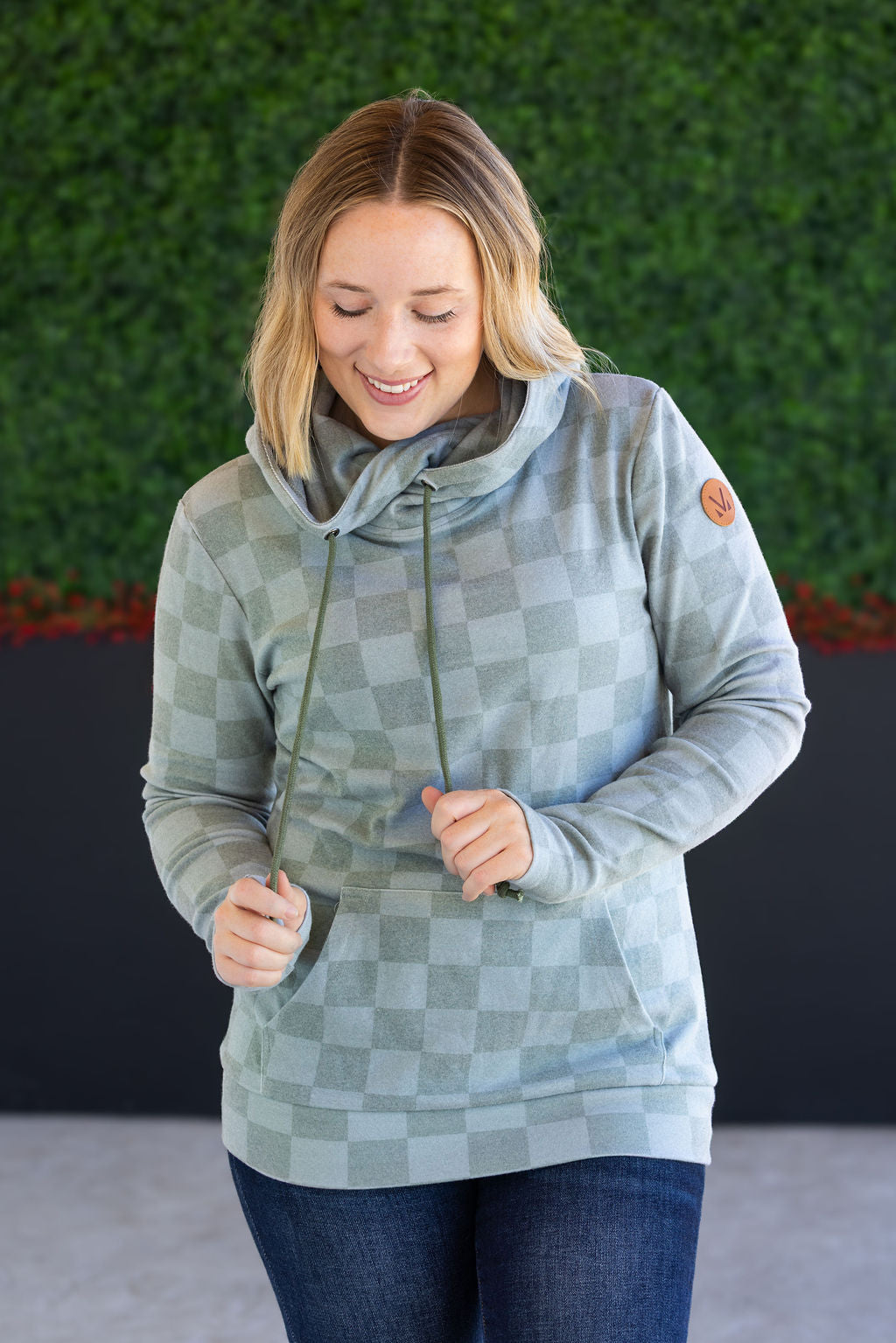 IN STOCK Ashley Hoodie - Olive Checkers FINAL SALE