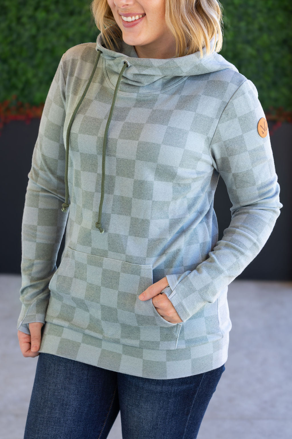 IN STOCK Ashley Hoodie - Olive Checkers FINAL SALE