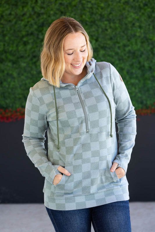 IN STOCK HalfZip Hoodie - Olive Checkers FINAL SALE
