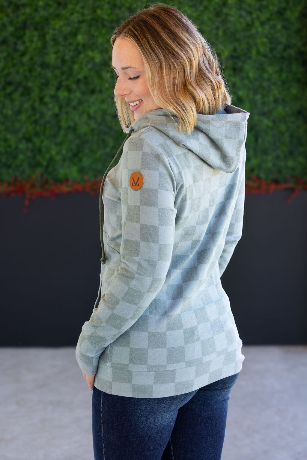 IN STOCK HalfZip Hoodie - Olive Checkers FINAL SALE