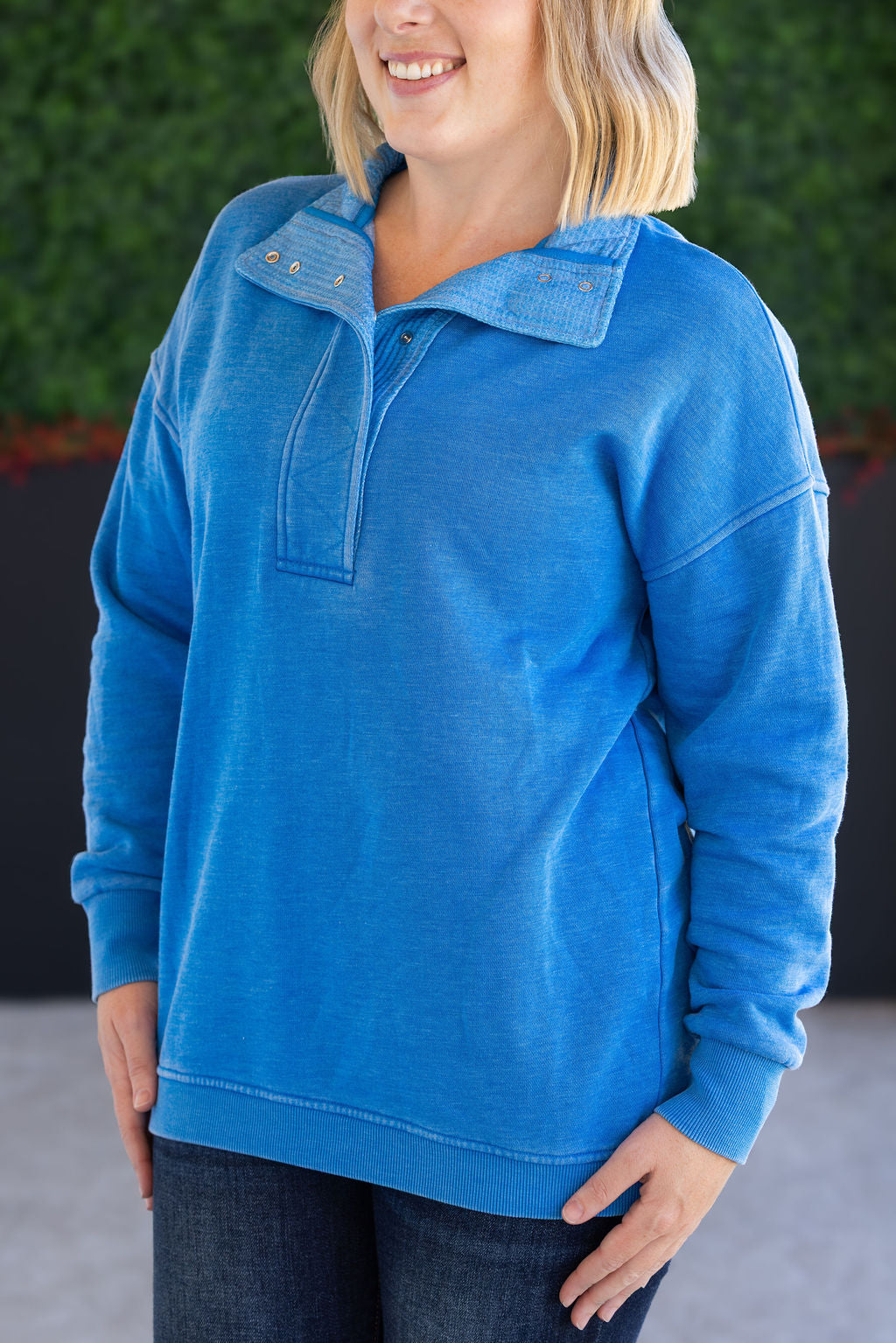 IN STOCK Jesse Vintage Wash Snap Pullover - Winter Blue