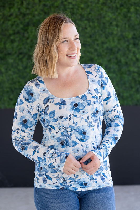 IN STOCK Alyssa Long Sleeve Top - Sapphire Floral