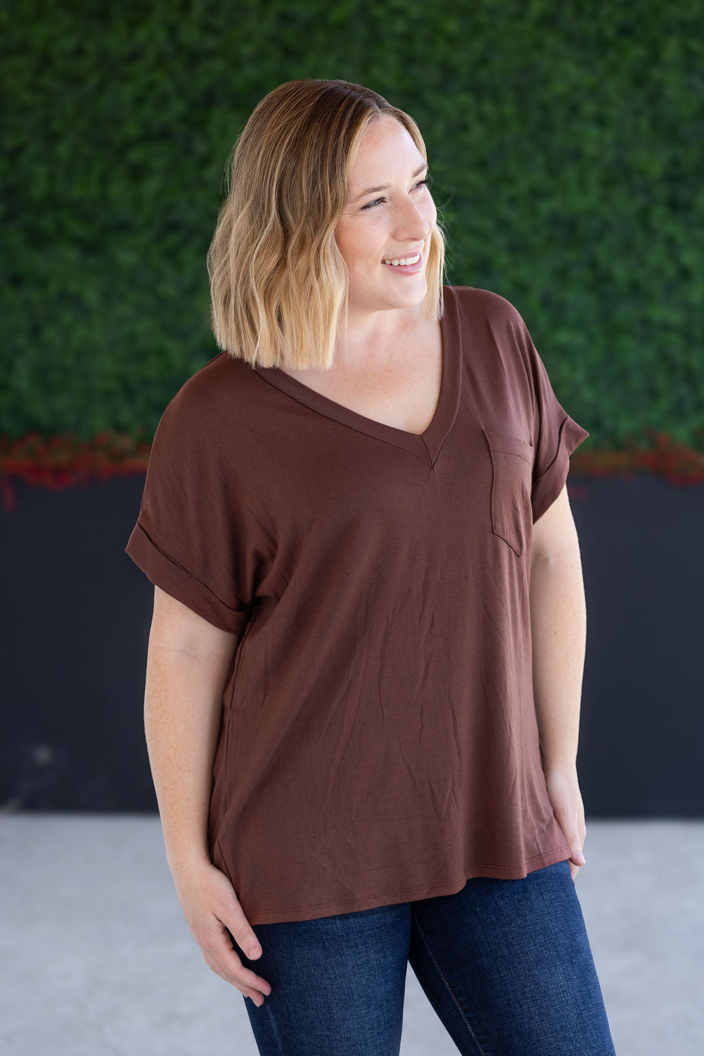 IN STOCK Sierra Pocket Top - Brown FINAL SALE