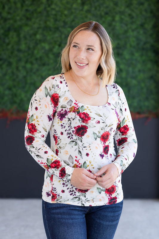 IN STOCK Alyssa Long Sleeve Top - Burgundy Bloom FINAL SALE