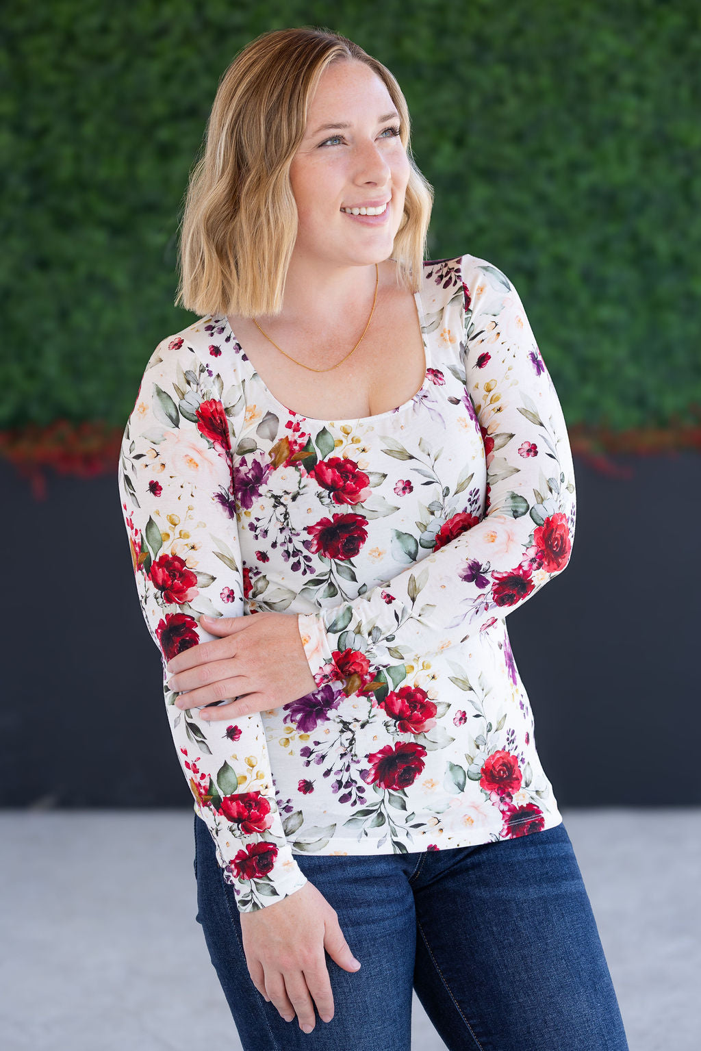 IN STOCK Alyssa Long Sleeve Top - Burgundy Bloom FINAL SALE