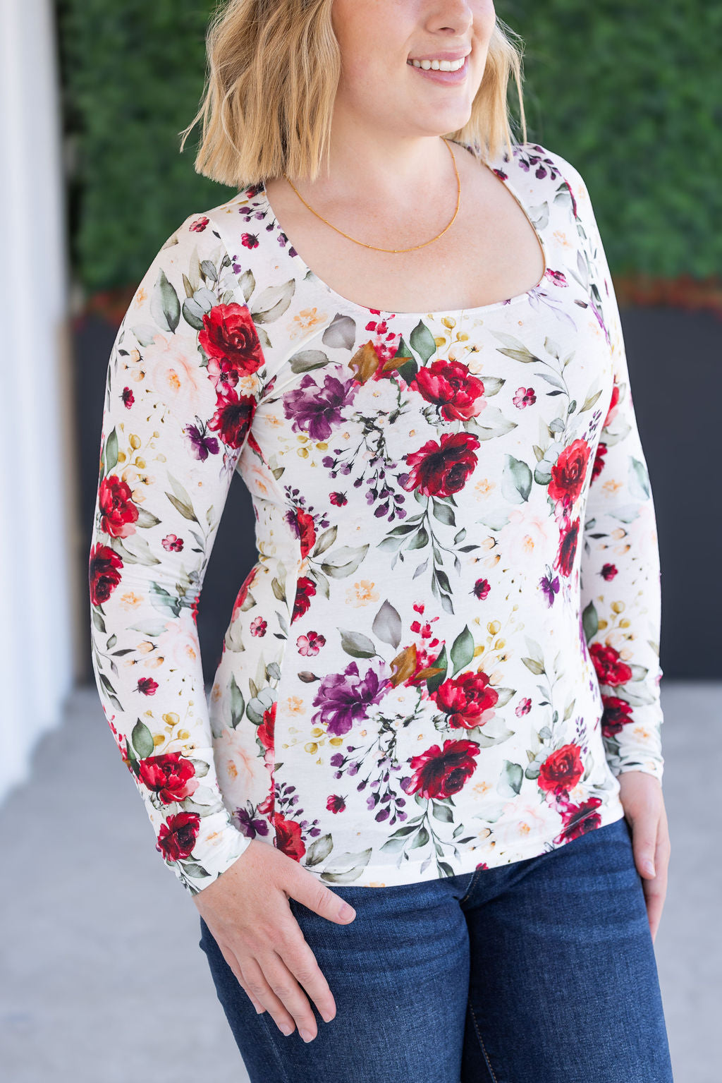 IN STOCK Alyssa Long Sleeve Top - Burgundy Bloom FINAL SALE