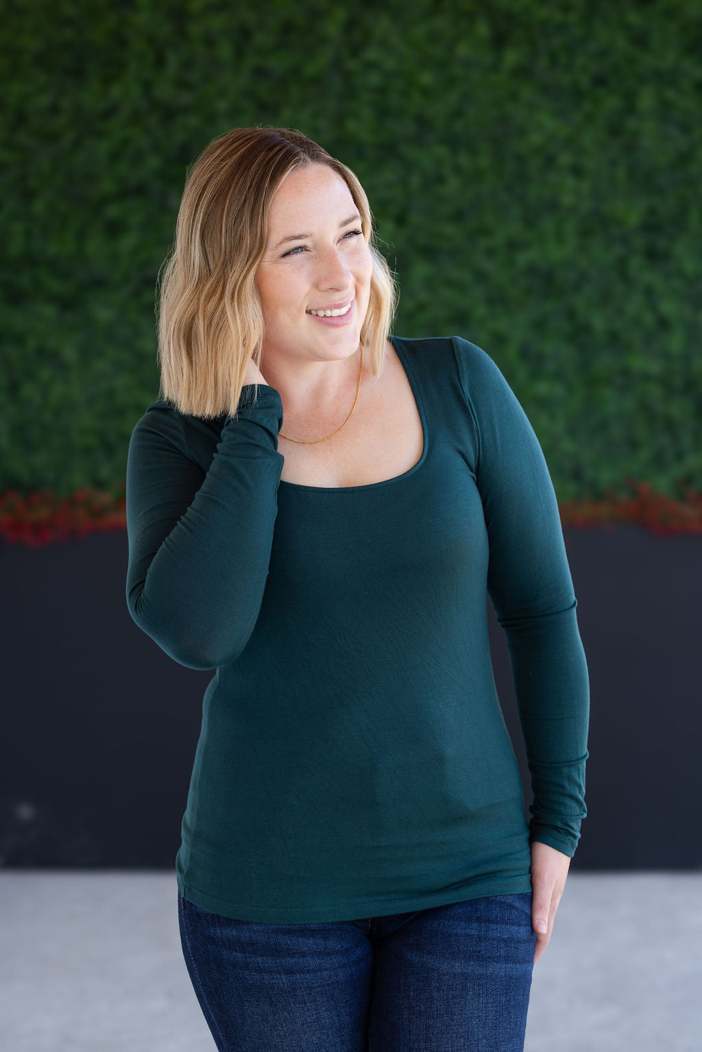 IN STOCK Alyssa Long Sleeve Top - Hunter Green FINAL SALE
