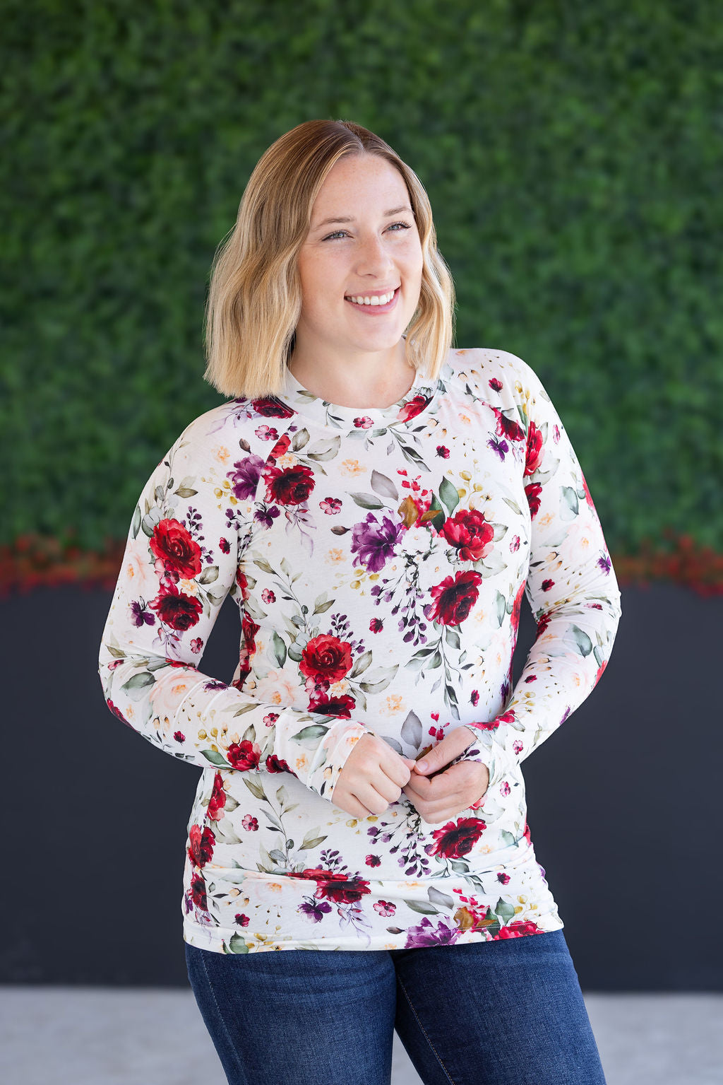 IN STOCK Blair Long Sleeve Top - Burgundy Bloom FINAL SALE