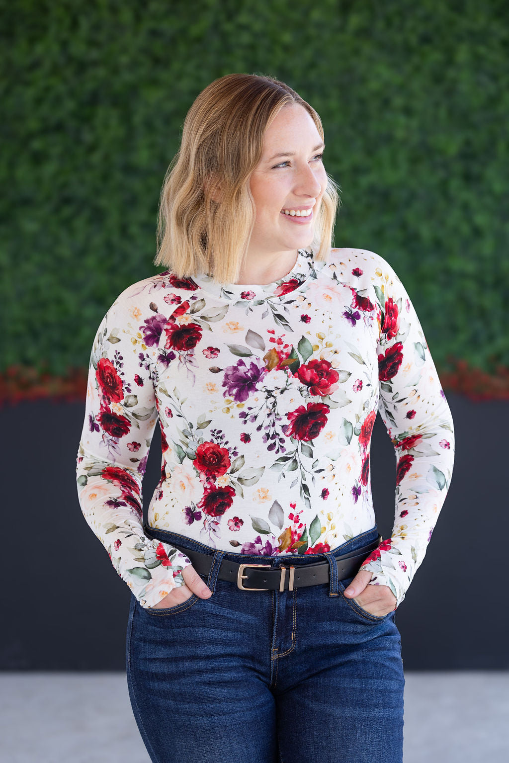 IN STOCK Blair Long Sleeve Top - Burgundy Bloom FINAL SALE
