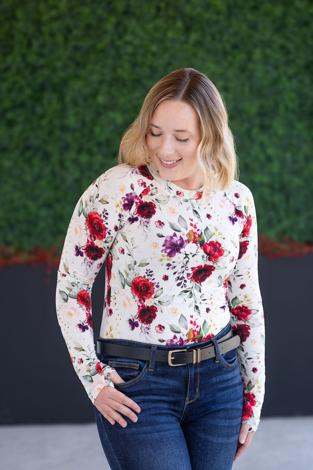 IN STOCK Blair Long Sleeve Top - Burgundy Bloom FINAL SALE
