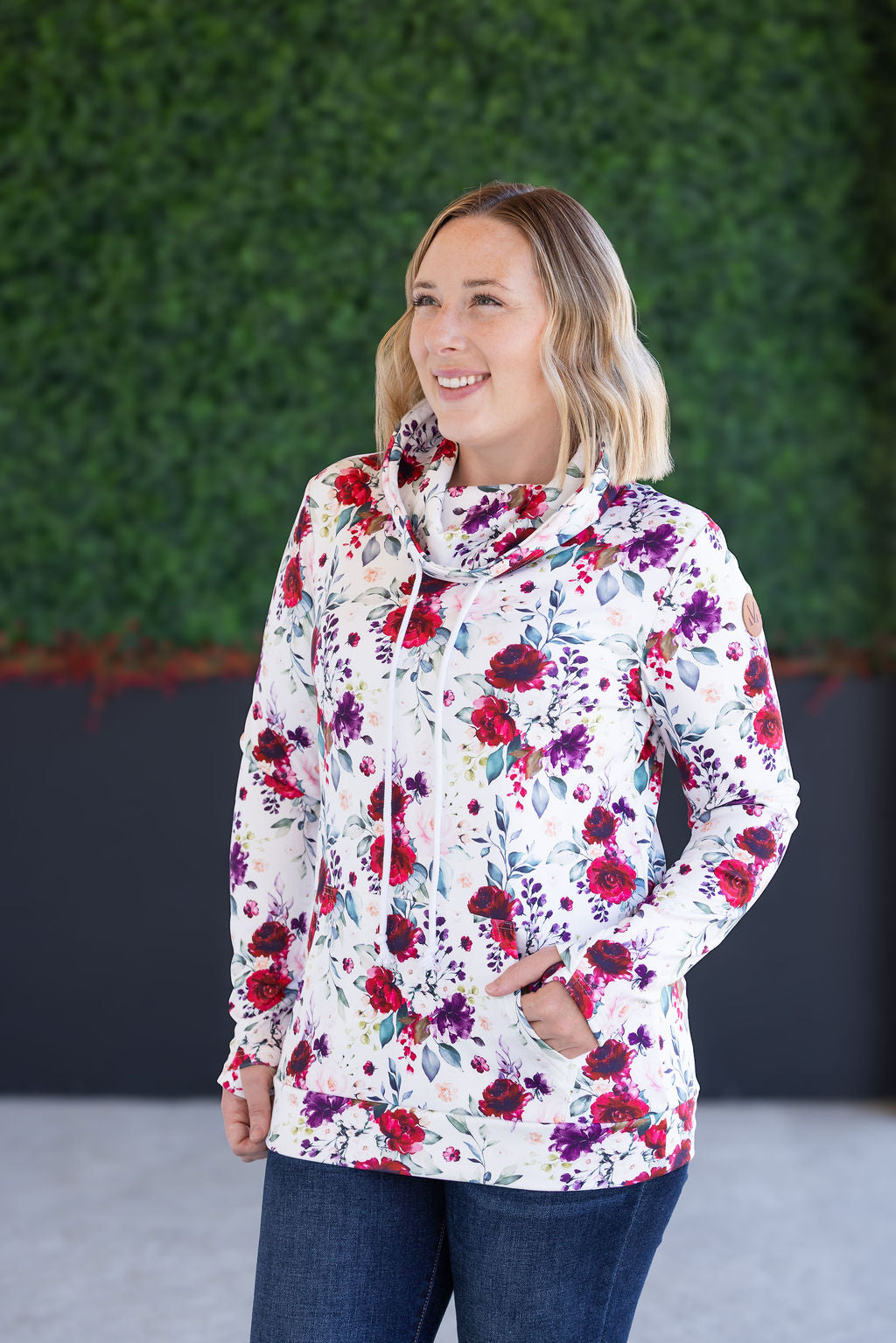 IN STOCK Soft Funnel Neck - Burgundy Bloom FINAL SALE