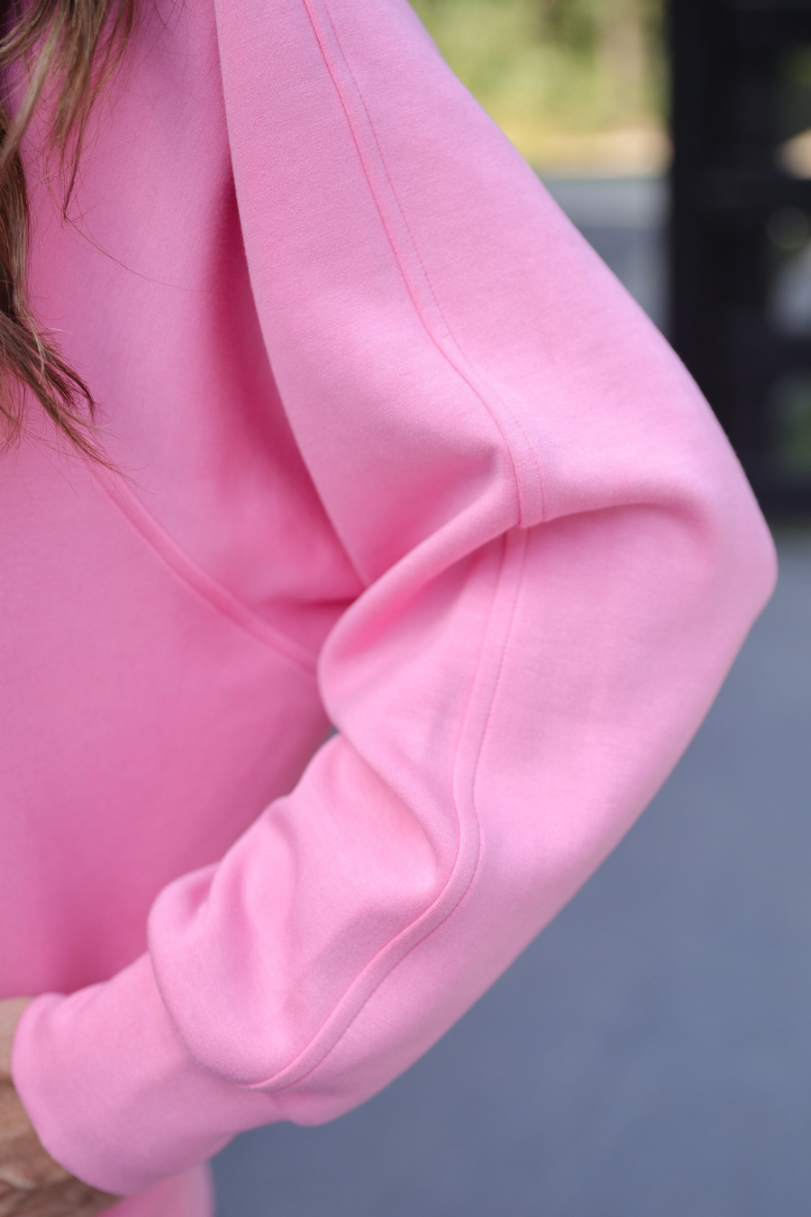 PREORDER- Kayla Luxe Hooded Quarter Zip Pullover- Light Pink