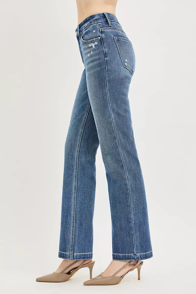 RISEN Tummy Control 4way Stretch Mid Rise Straight Crease Line by Trendsi