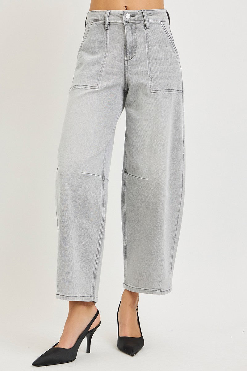 RISEN Slouchy Cropped Barrel Jeans by Trendsi