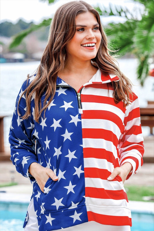 Stars and Stripes Quarter Zip Pullover by Jess Lea