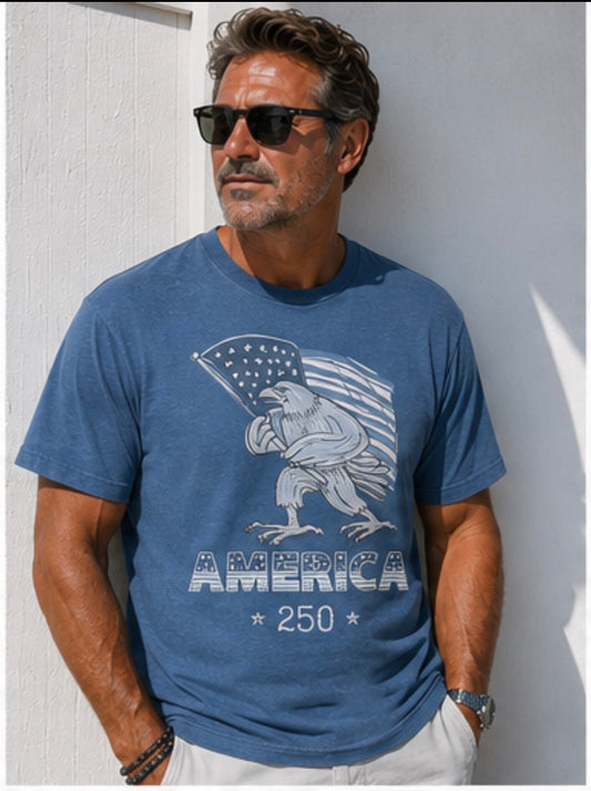 America 250 Eagle Flag Unisex T-Shirt by Knitted Grace