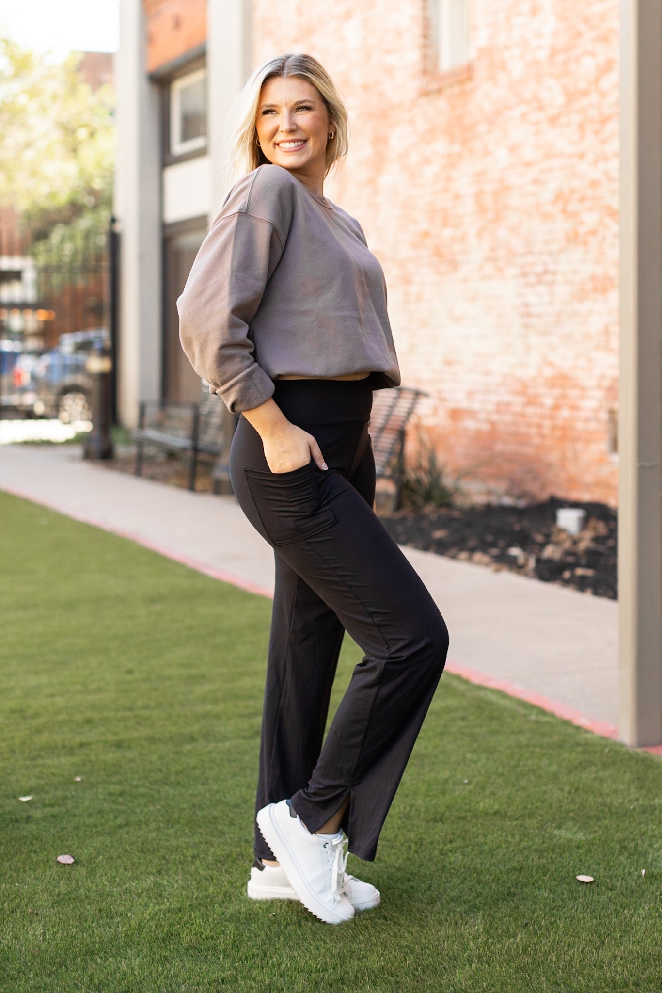 Ready to Ship | The Madison - Straight Leg Black Leggings with Pockets