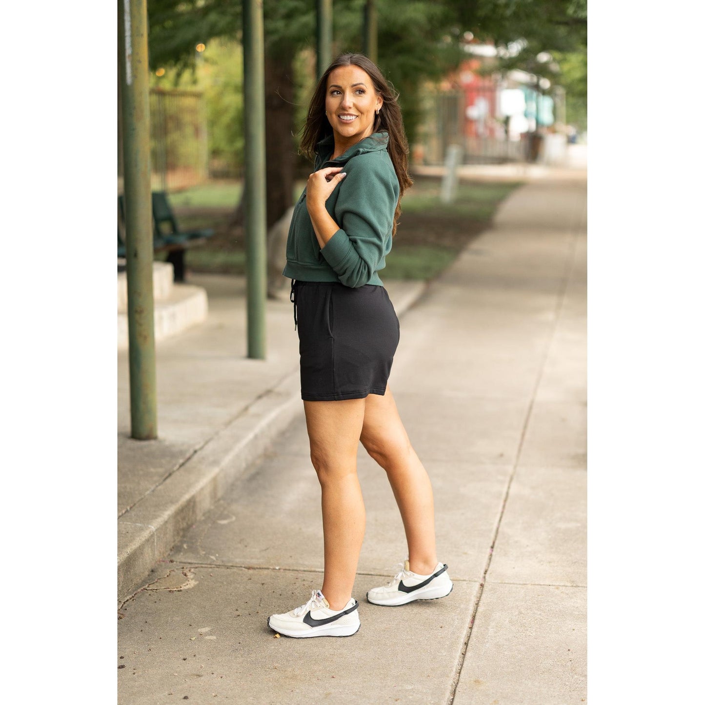 Ready to Ship | The Chrissy - Black Fleece Shorts with Pockets