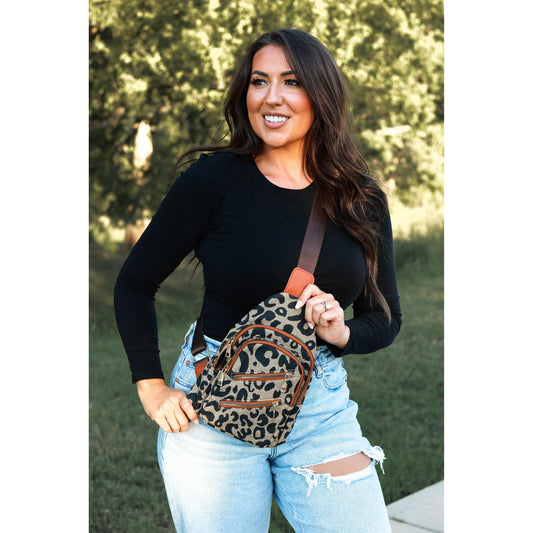 Leopard Sling Bag boutique crossbody bag with adjustable strap