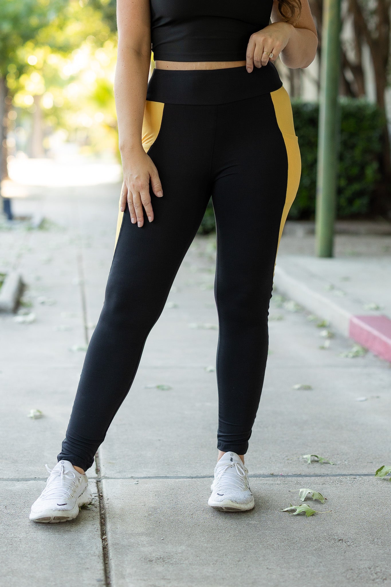Ready to Ship | The Yasmine - Yellow Panel Full Length Leggings