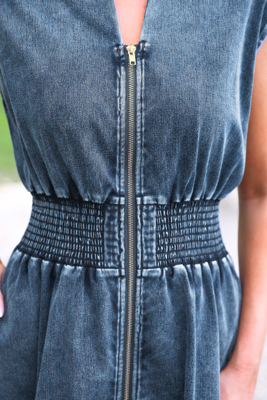 PREORDER- Refined Denim Zipper Dress- Light Wash by Jess Lea