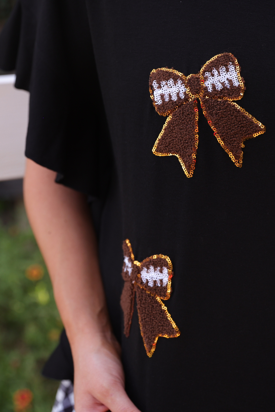 PREORDER- Sideline Sparkle Ruffle Top- Black by Jess Lea