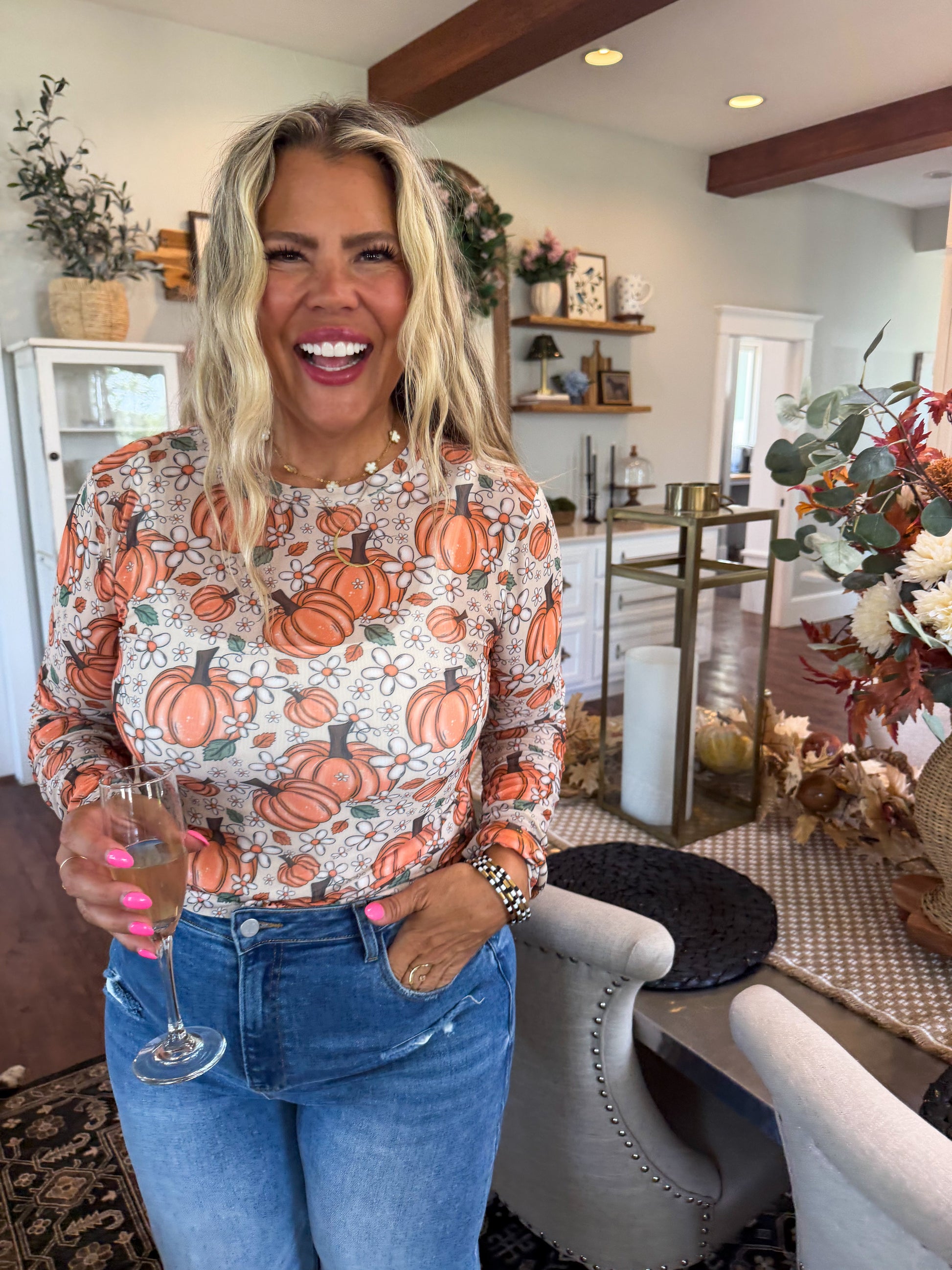 PREORDER- HARVEST BLOOM MESH TOP by Blakeley