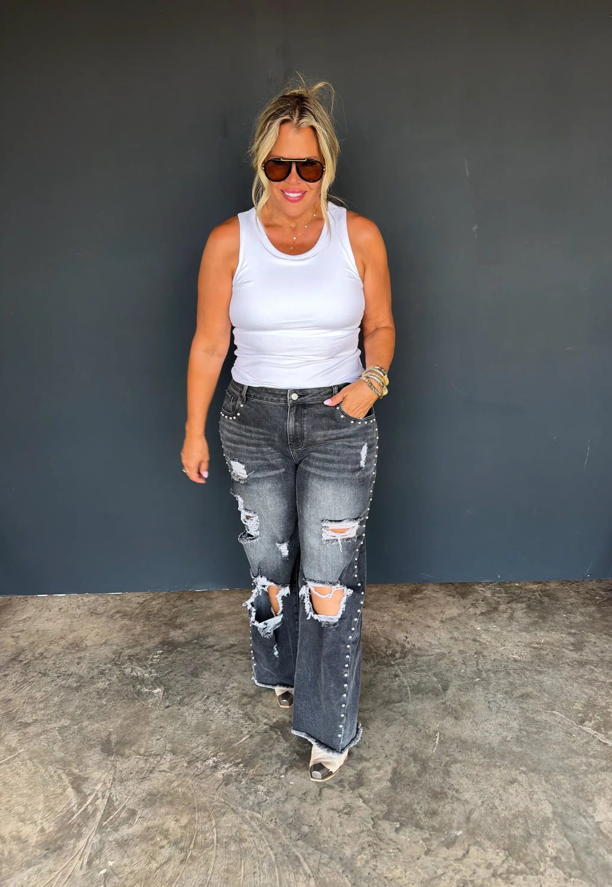PREORDER- OFF THE GRID STUDDED JEANS by BLAKELEY