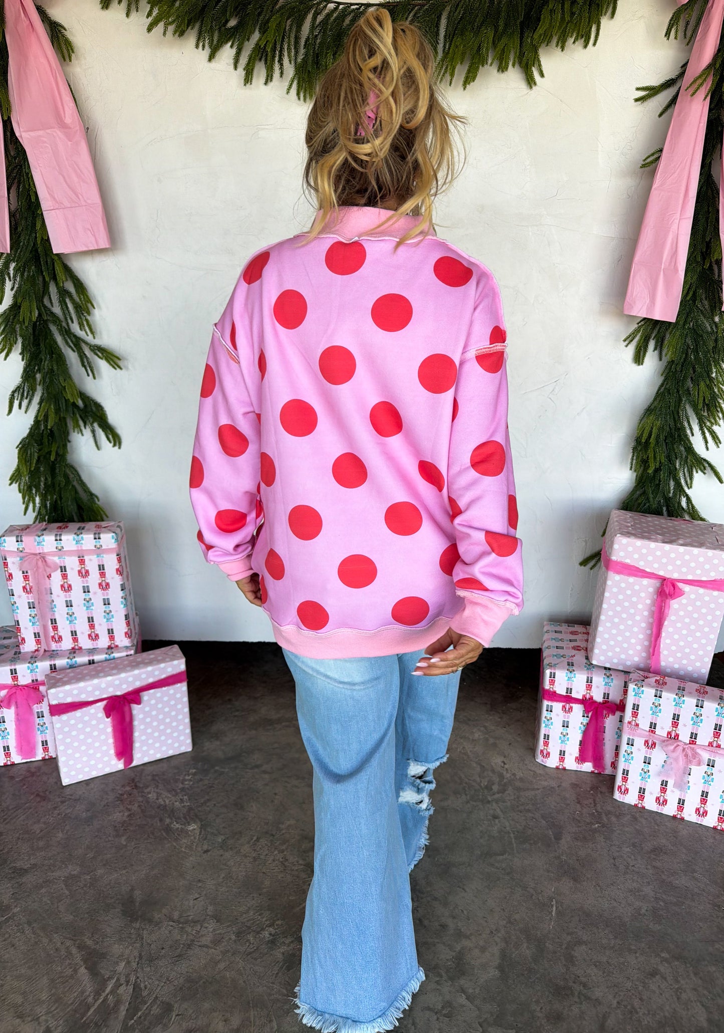 PREORDER- PEACE & POLKA DOT MOCK NECK PULLOVER by BLAKELEY