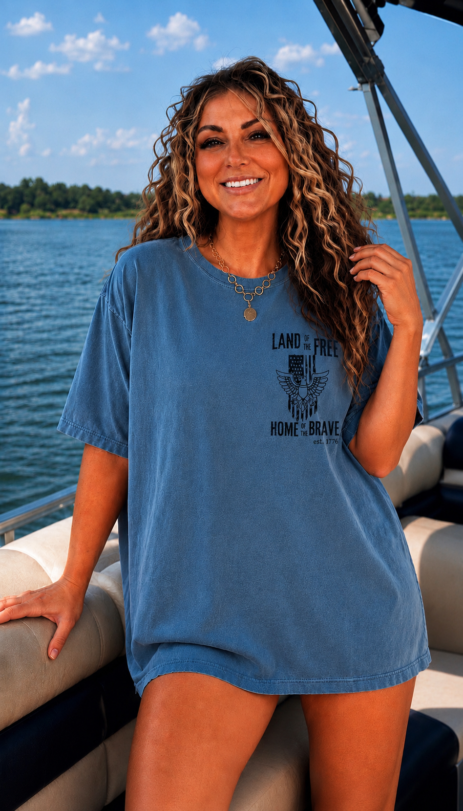 Land of the Free Oversized Pocket Style Unisex T Shirt by Knitted Grace Boutique