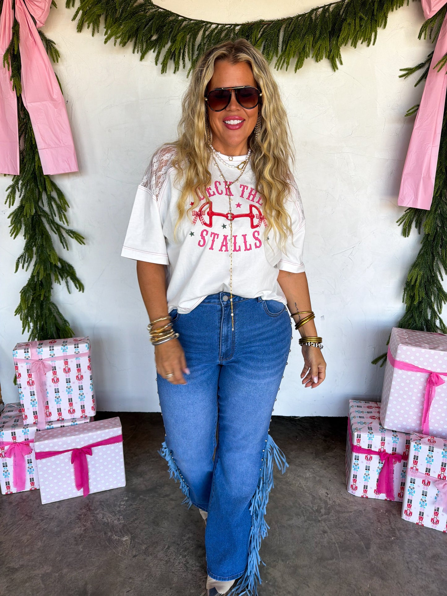 PREORDER- DECK THE STALLS LACE TEE by BLAKELEY