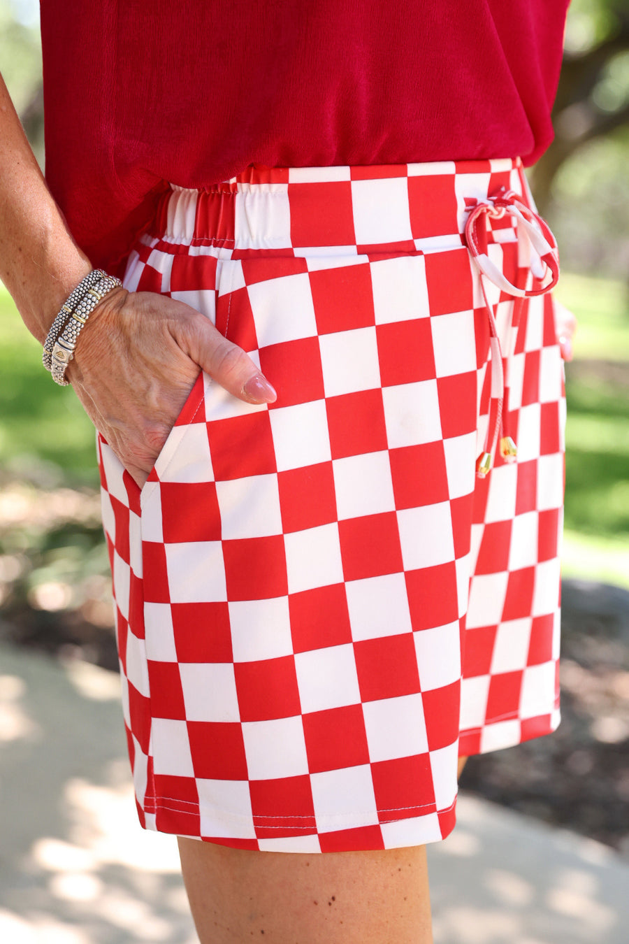 PREORDER- Let's Go Checkered Skort- Red by Jess Lea