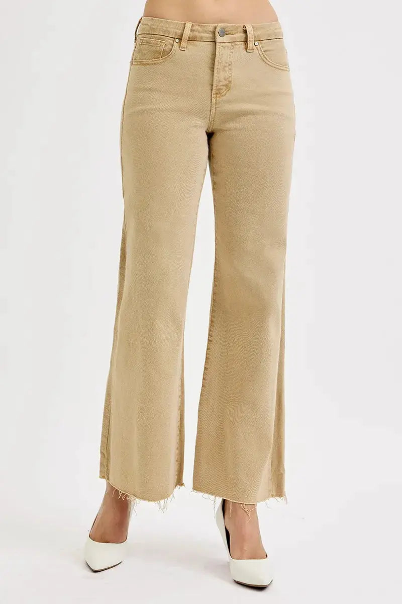 RISEN Full Size Raw Hem Wide Leg Jeans Plus Size by Trendsi