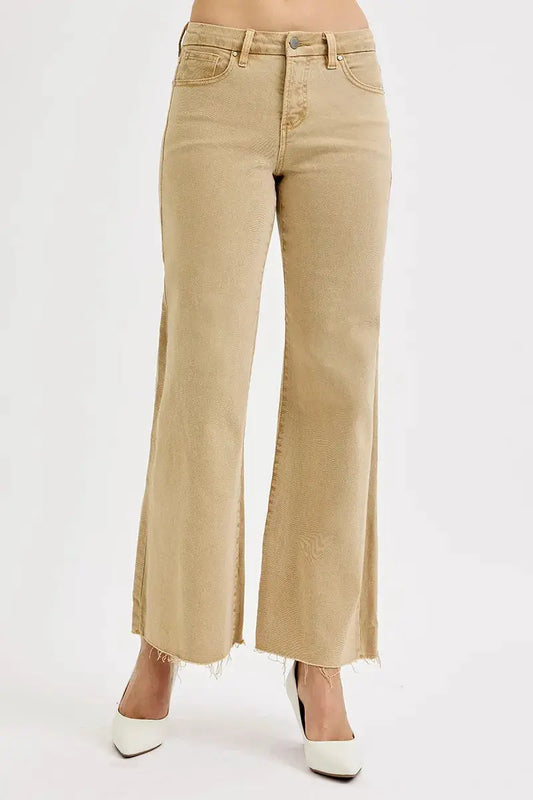 RISEN Full Size Raw Hem Wide Leg Jeans Plus Size by Trendsi