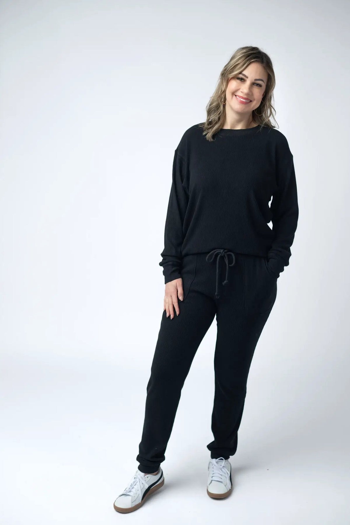 IN STOCK Corrine Ribbed Pullover Top - Black by Michelle Mae