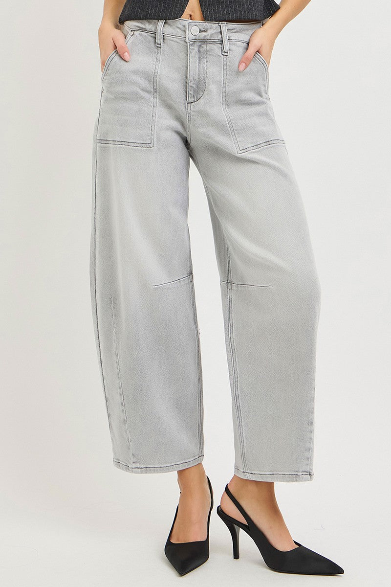 RISEN Slouchy Cropped Barrel Jeans by Trendsi