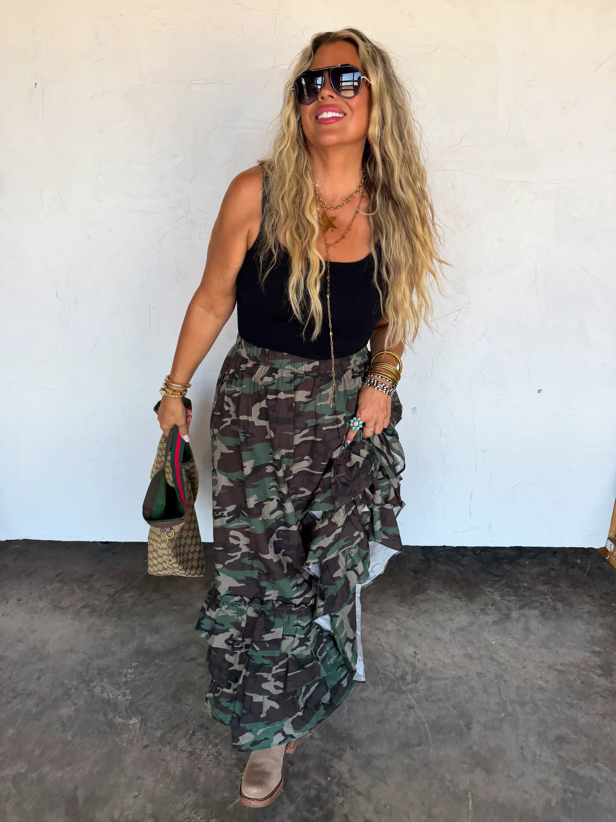 PREORDER- HIDDEN GEM CAMO MAXI SKIRT by BLAKELEY